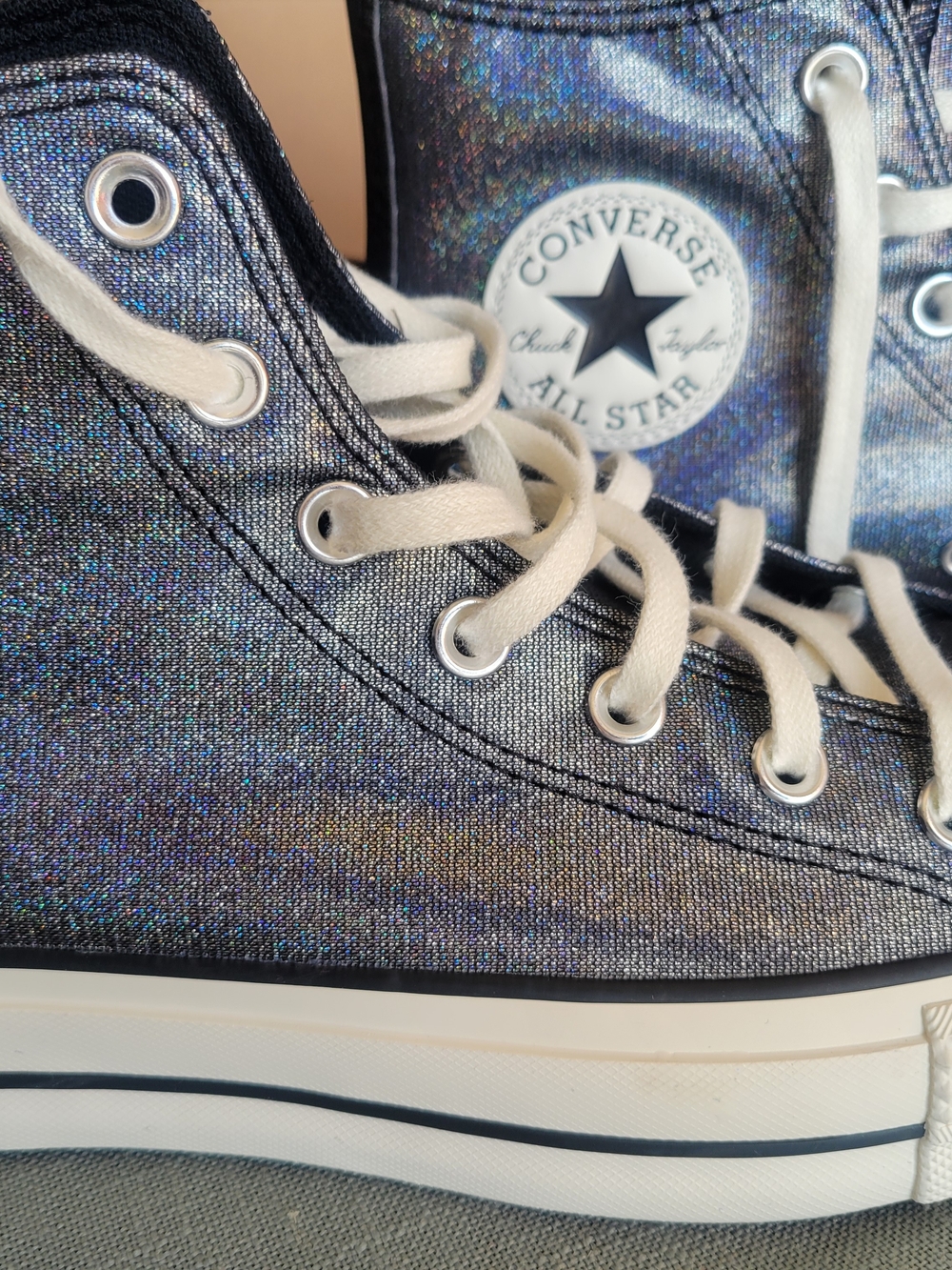 Converse Women's Iridescent High Top Sneakers - Silver/Black